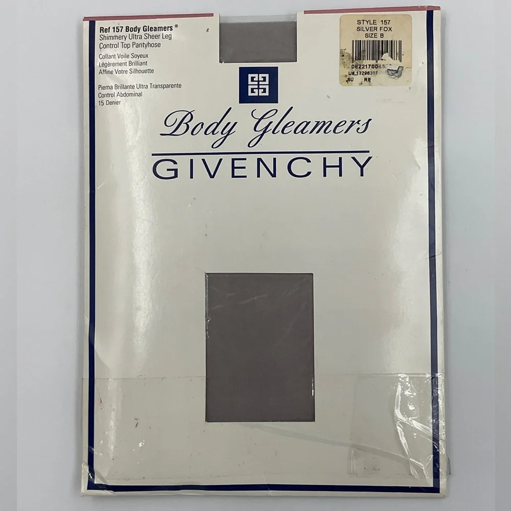 Givenchy NWT Vintage 1996 Body Gleamers Shimmery Sheer Pantyhose Silver Fox 157